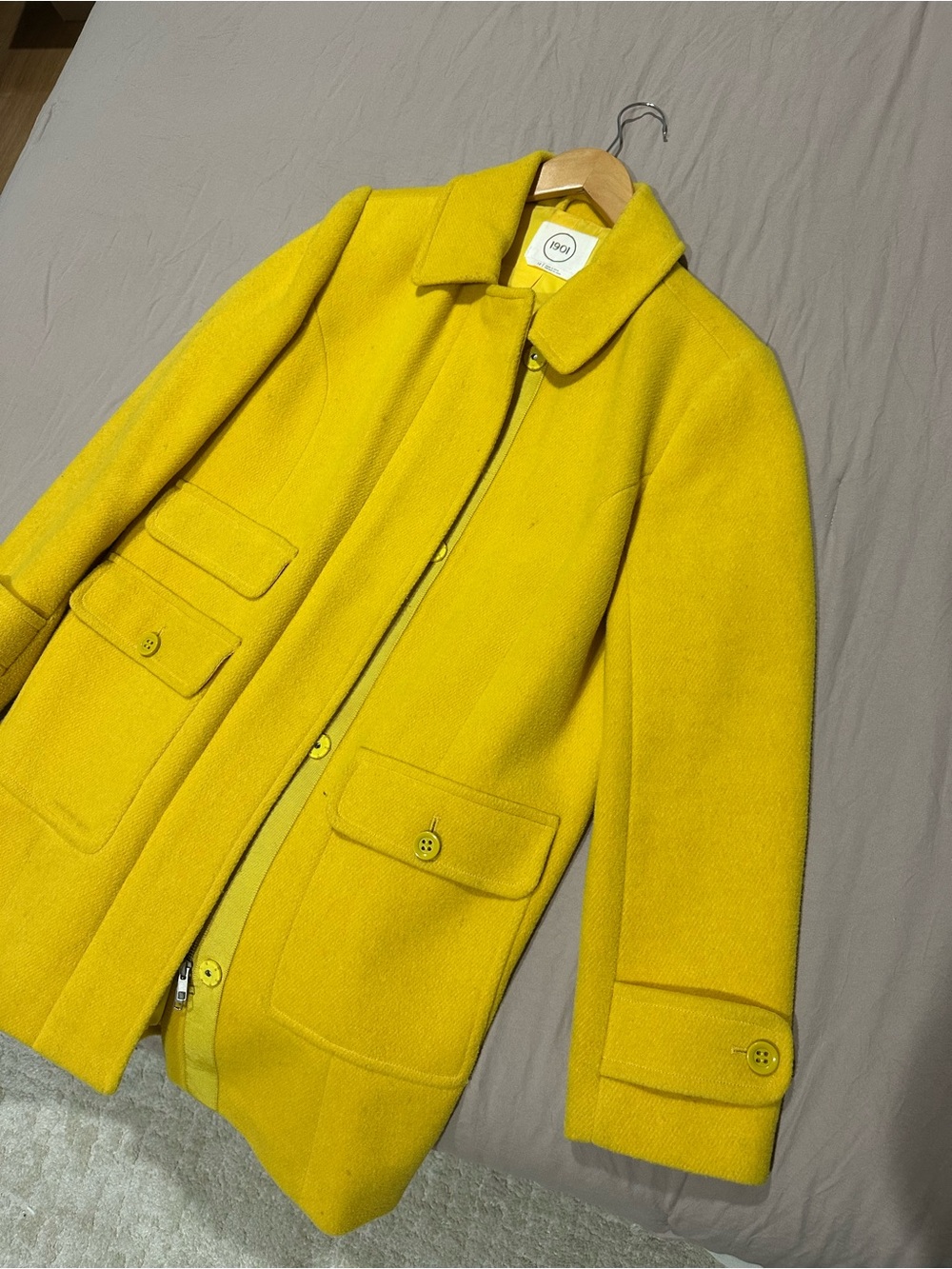 1901 Bright Yellow Wool-Blend Pea Coat